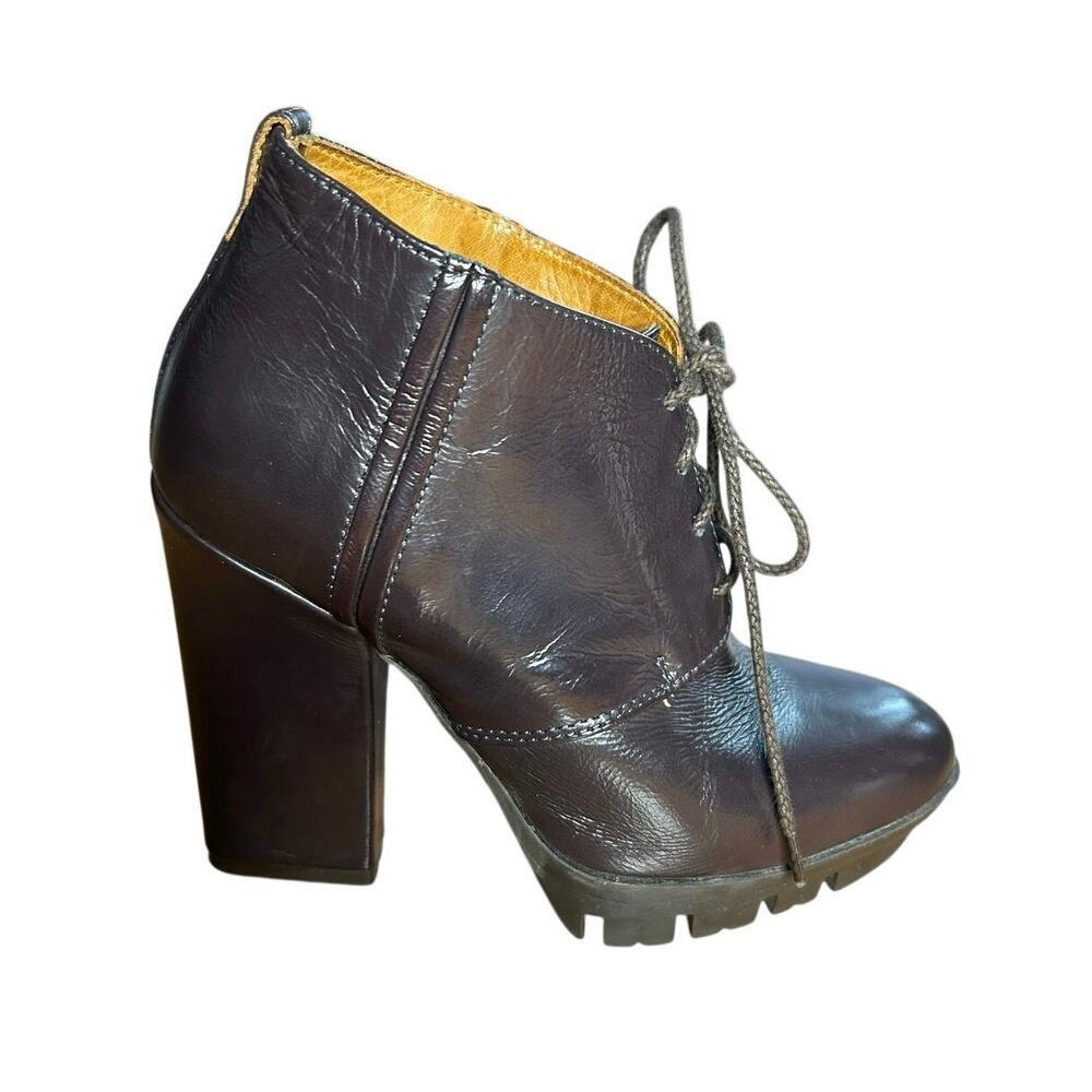 Alberto Fermani Italian Leather Lace-Up Bootie Plum Brown Victorian EU 35/ US 5